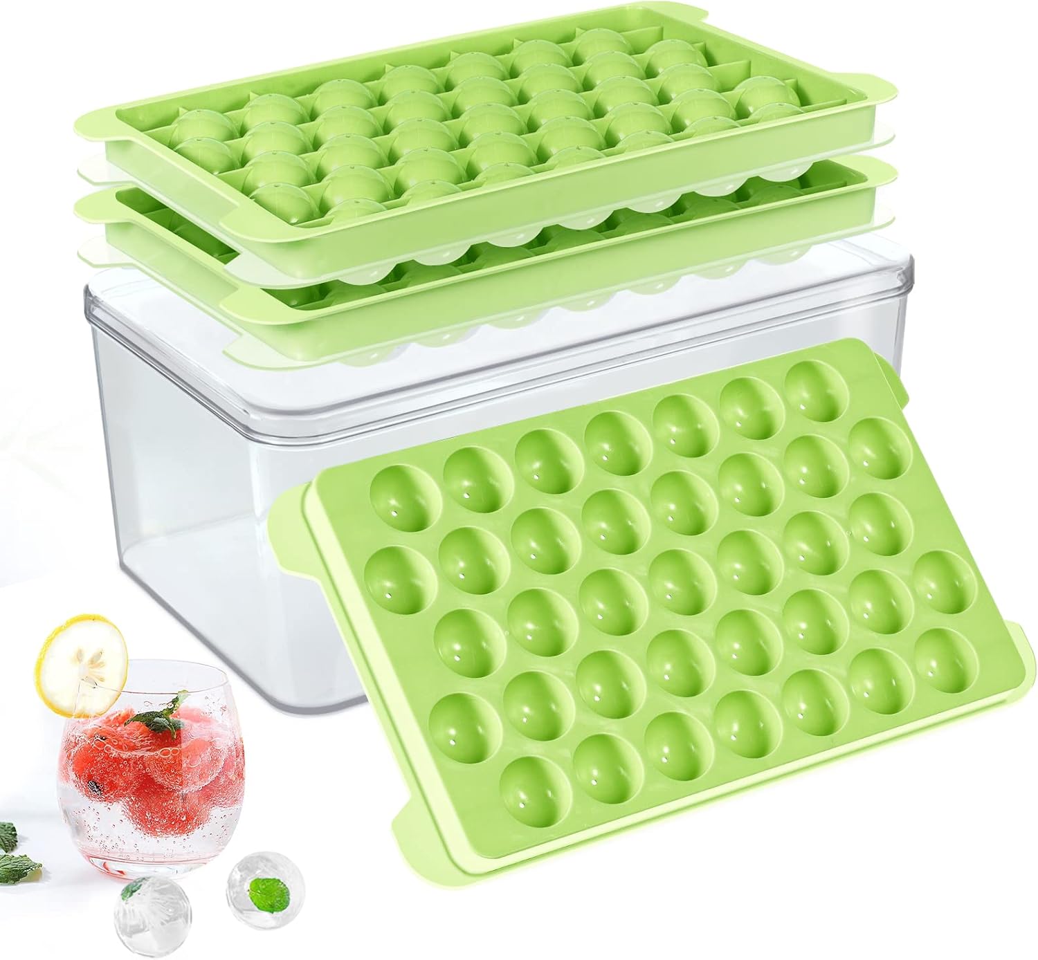 Round Ice Cube Trays for Freezer, 111PCS×1IN Circle Ice