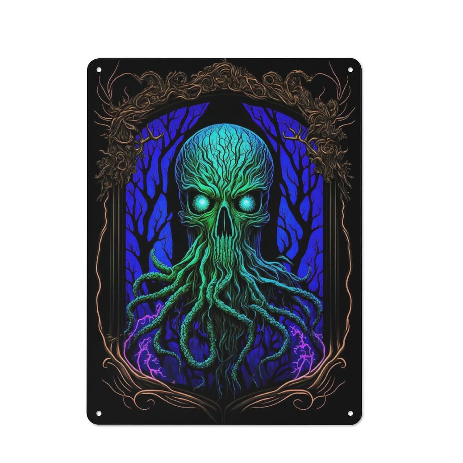 Junmoney Cthulhu Portrait Metal Wall Sign 40X30cm Featuring For Hallway Wall, Suited To Wall Display Collectors