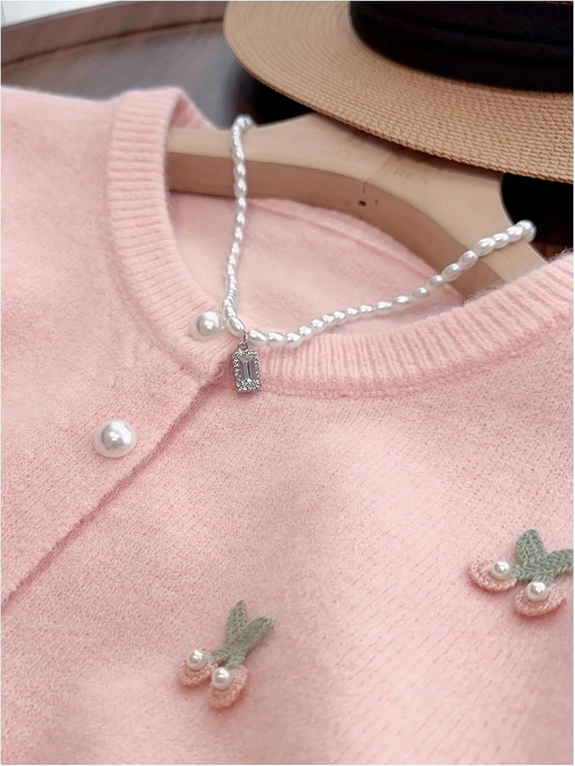 GORGLITTER Women's Cherry Sweater Cardigan Button Up Long Sleeve Crewneck Knit Sweater 2025 - Image 2