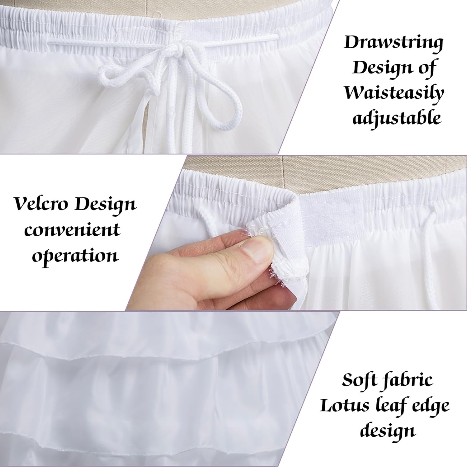 Women's Crinoline Petticoat, 4 Hoop Long Crinoline Skirt for Women, Half Slips Ball Gown Underskirt for Wedding
