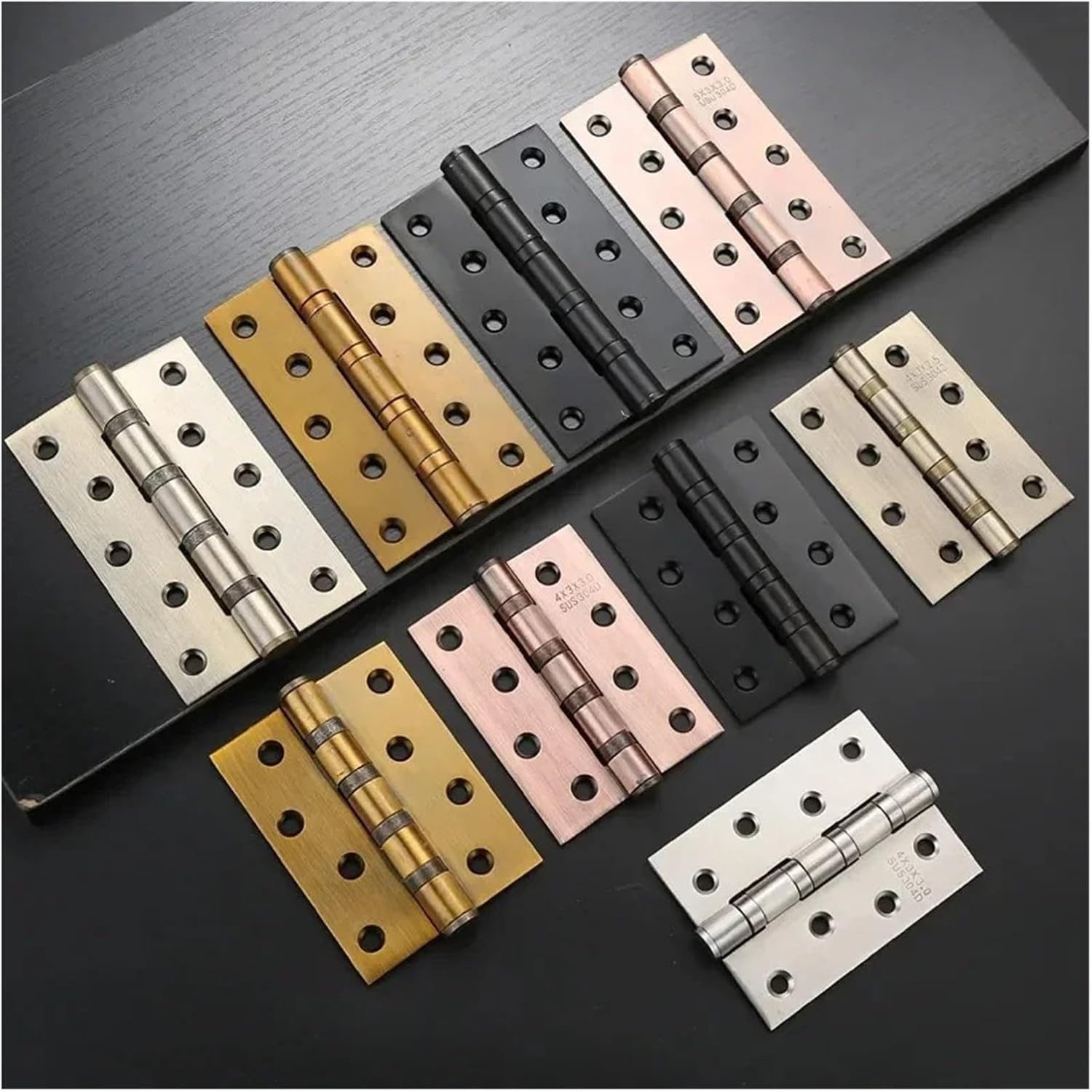 Ball Bearing Door Hinges Heavy Duty Hinges Bedroom Wooden Door 201 Casement Hinge Folding Cabinet Door and Window Mute 4 Inch 5 Inch Stainless Steel Bearing Hinge(Silver,4X3X3)