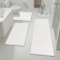 Vista 9 de Pauwer Juego de alfombras de baño de 3 piezas con contorno en forma de U, tapete de baño de microfibra absorbente de felpa antideslizante, lavable a