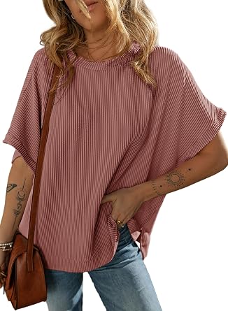 Dokotoo Womens Casual Oversized Short Sleeve Loose Tunic Tops Blouses