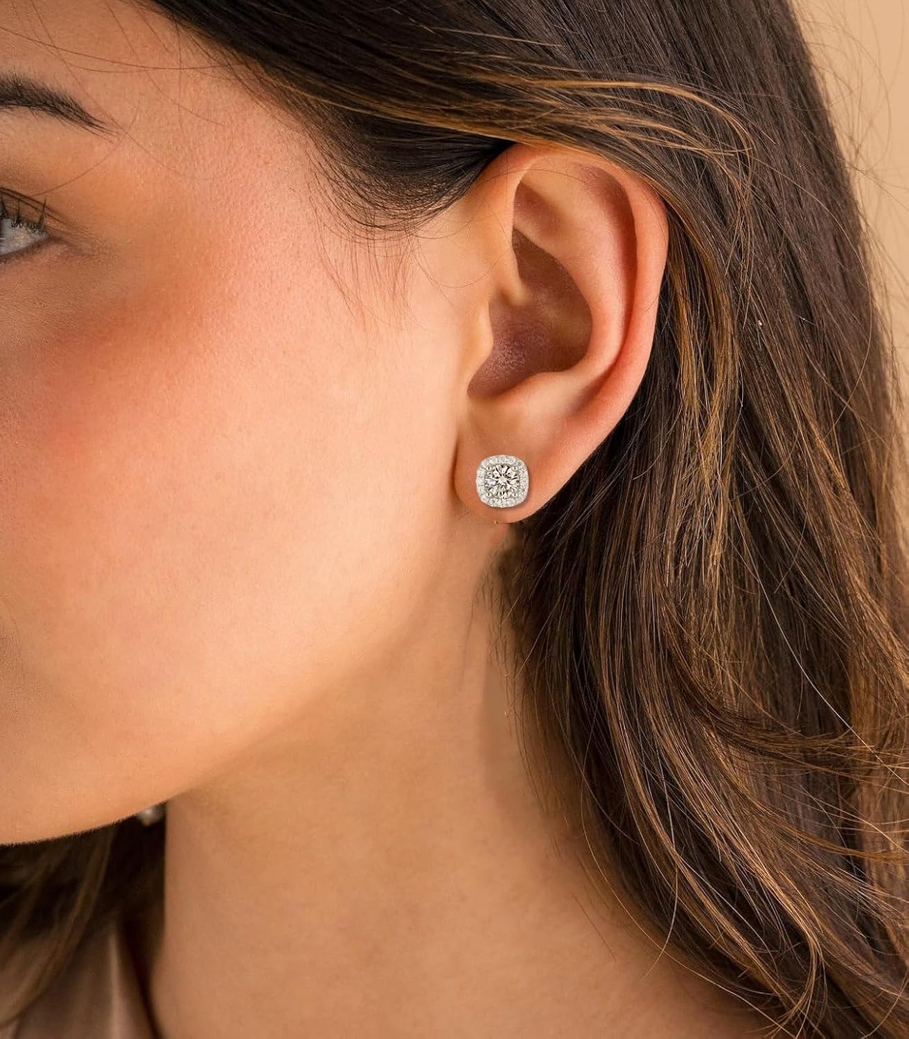 Moissanite Stud Earrings D Color VVSI Lab Created Moissanite 925 Sterling Silver Halo Earrings Jewelry Gift for Women Men