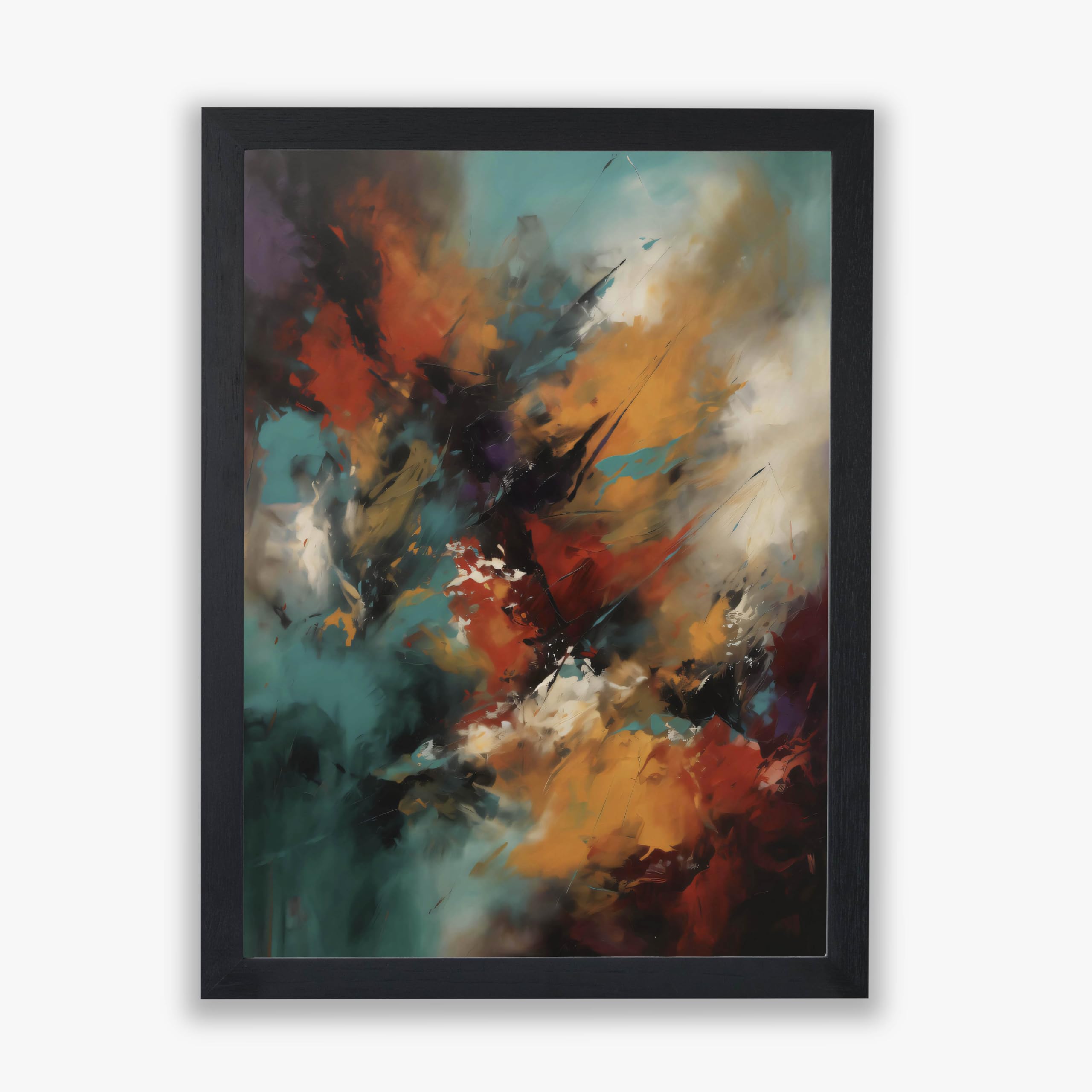 Composition abstraite en bleu vif et noir Spiffing Prints - Tableau encadré Extra Large - 8