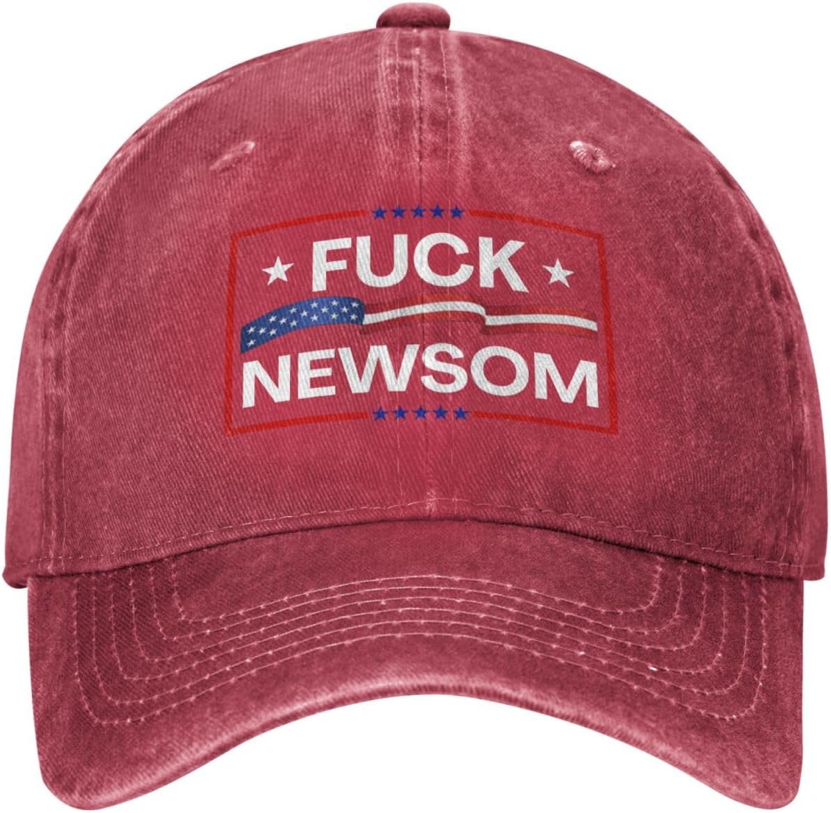 Trucker Hat Dad Cap Fuck Newsom Gavin Newsom Sucks Anti Newsom for Men Women Red