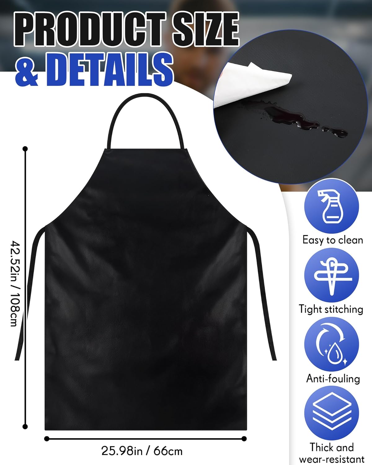 Safety Face Mask Shield with 42.5" Waterproof Rubber Apron Gloves for Men Chemical Grinding Cleaning Industrial