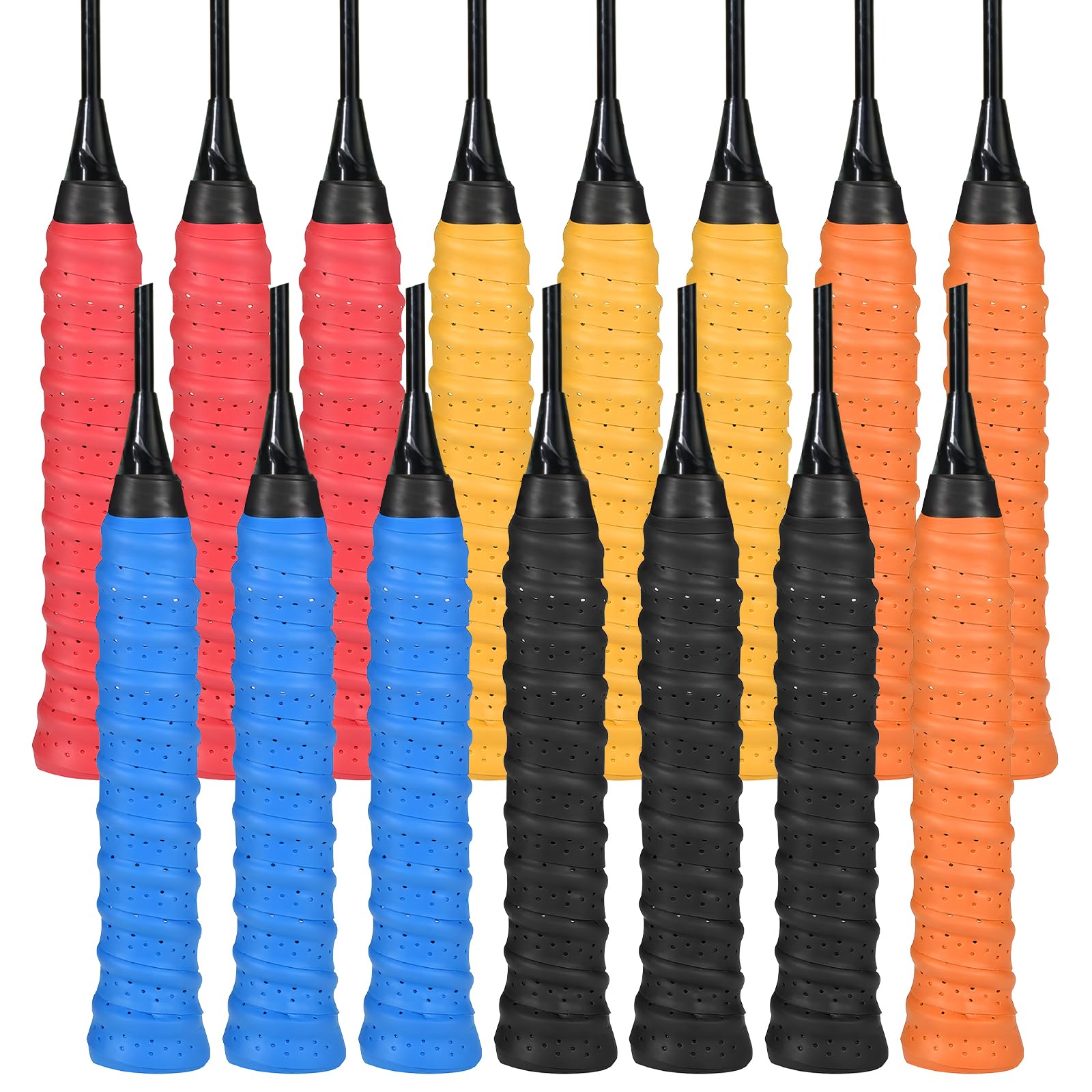 Xivicii 15 Pcs Badminton Racket Grip Tape, Anti-Slip Breathable Tennis Racquet Grip Tape for Squash