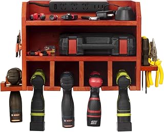 simesove Power Tools Storage, Power Tool Charging Station,5 Drill Hanging Slots, Wall Mount Tools Garage Storage, Screwdri...