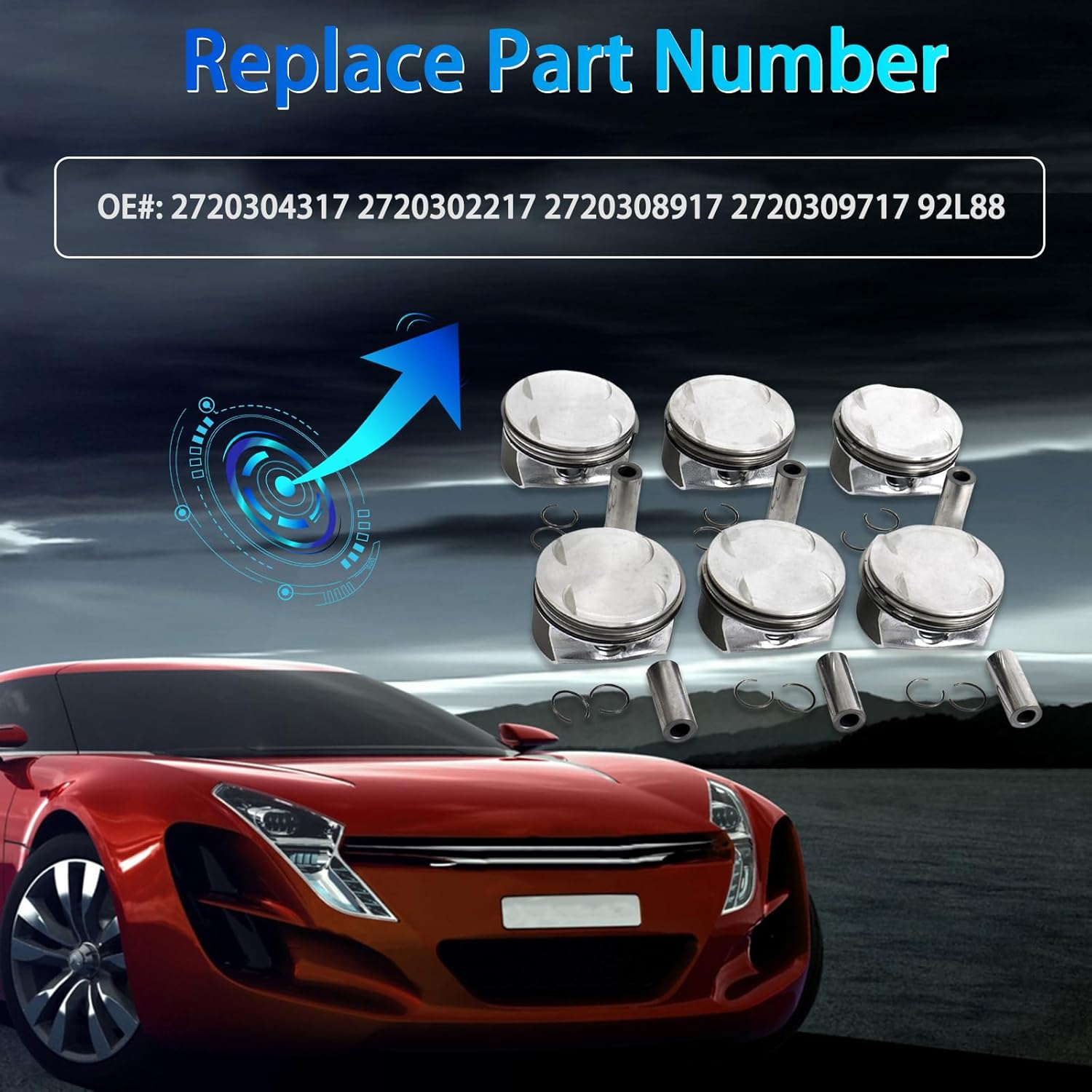M272 M273 Engine Pistons $ Rings 92.9mm Φ22mm STD 6Pcs Fits for Mercedes W203 W211 W221 C350 CLK350 CLS350 E350 GL450 ML350 R350 S350 S450 3.5L V6 DOHC OE 2720302217 2720308917