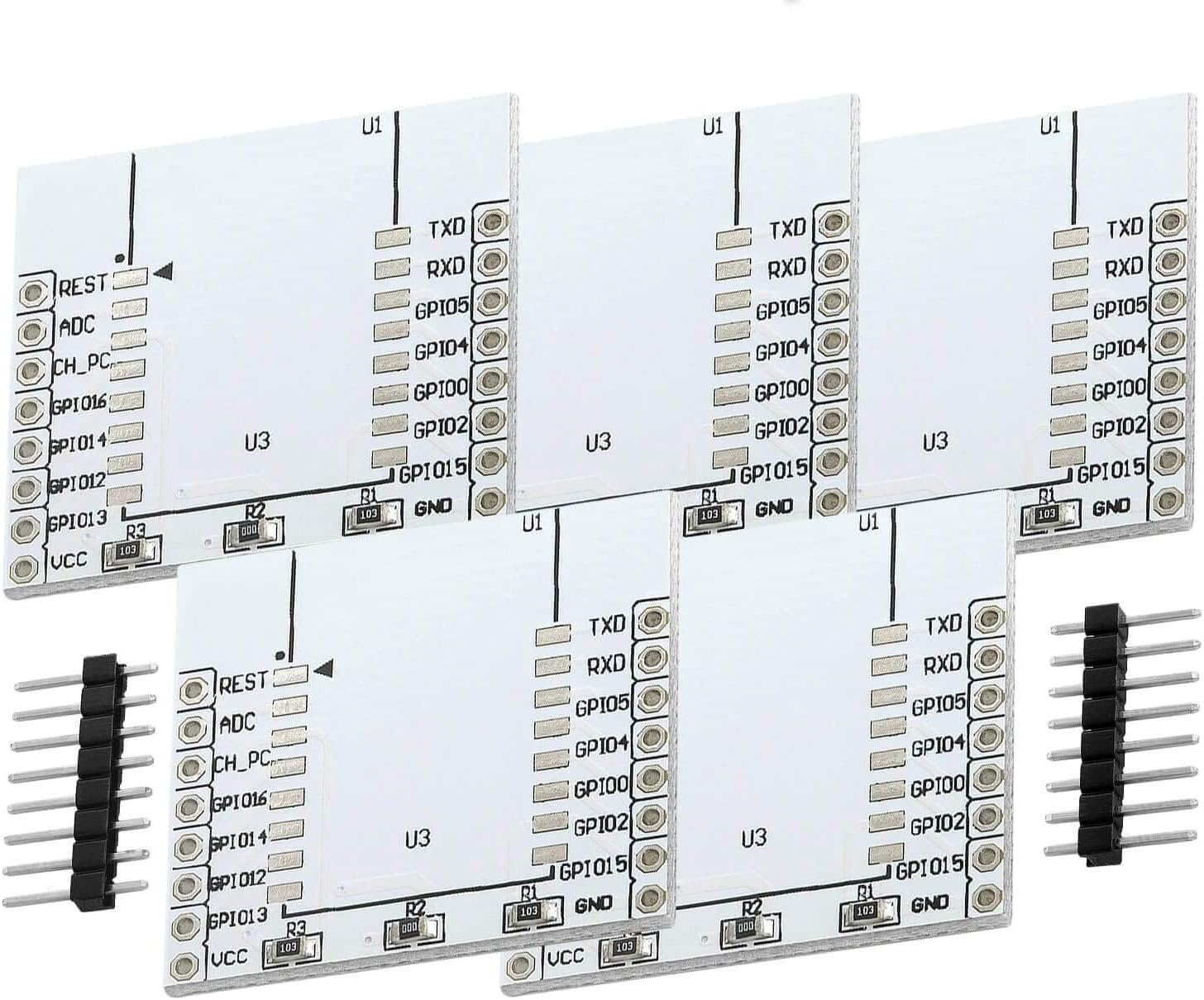 AZDelivery 5 x Adapter Plate for ESP8266 WLAN WiFi Module compatible with Raspberry Pi and Microcontrollers including E-Book!