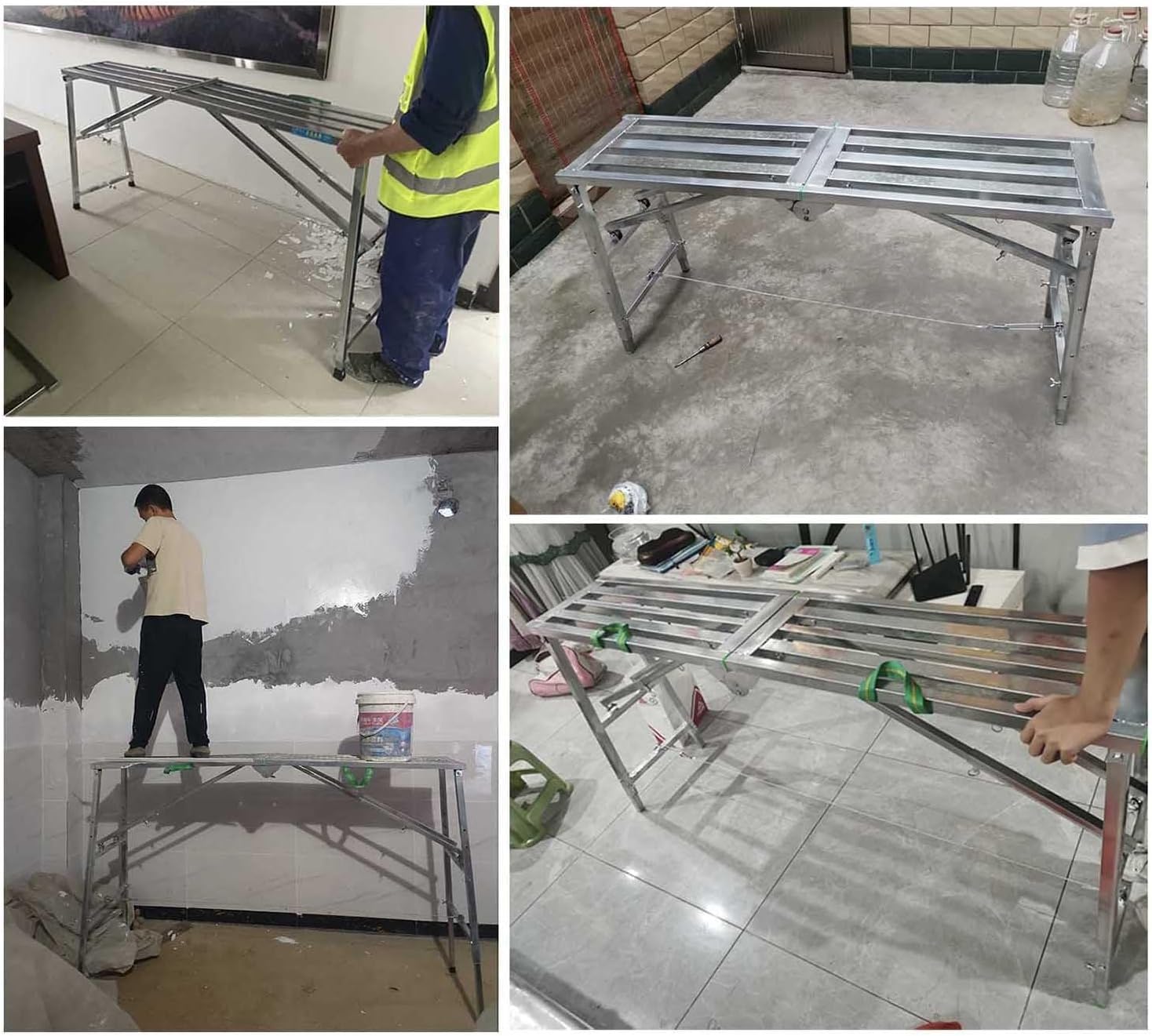 Work Platform Foldable Scaffolding Ladder Platform, Portable Workbench Kit with Non-Slip Foot Pad, Maintenance Work Scaffold Table for Painting/Cleaning/Mural(140x40cm