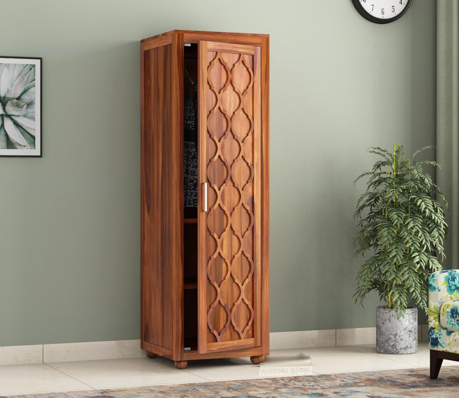 KUSUM HANDICRAFTS Solid Sheesham Wood Single Door 1-Door Wardrobe ...