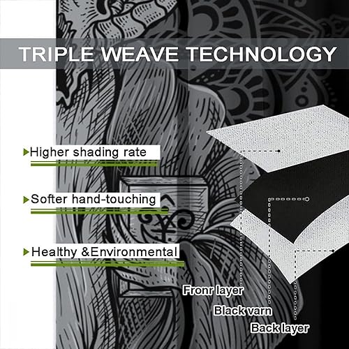 Vista 329 de Cortinas de cabeza de cabra, misteriosa cabeza de cabra malvada, calavera negra, bolsillo para barra, cortinas opacas para ventana, juego de 2