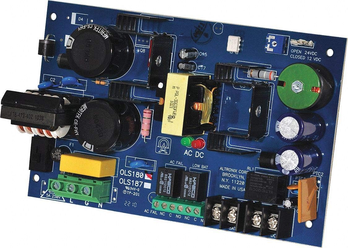 ALTRONIX OLS180 115VAC Input, 12VDC OR 24VDC @4 AMP, AC' Battery Monitoring