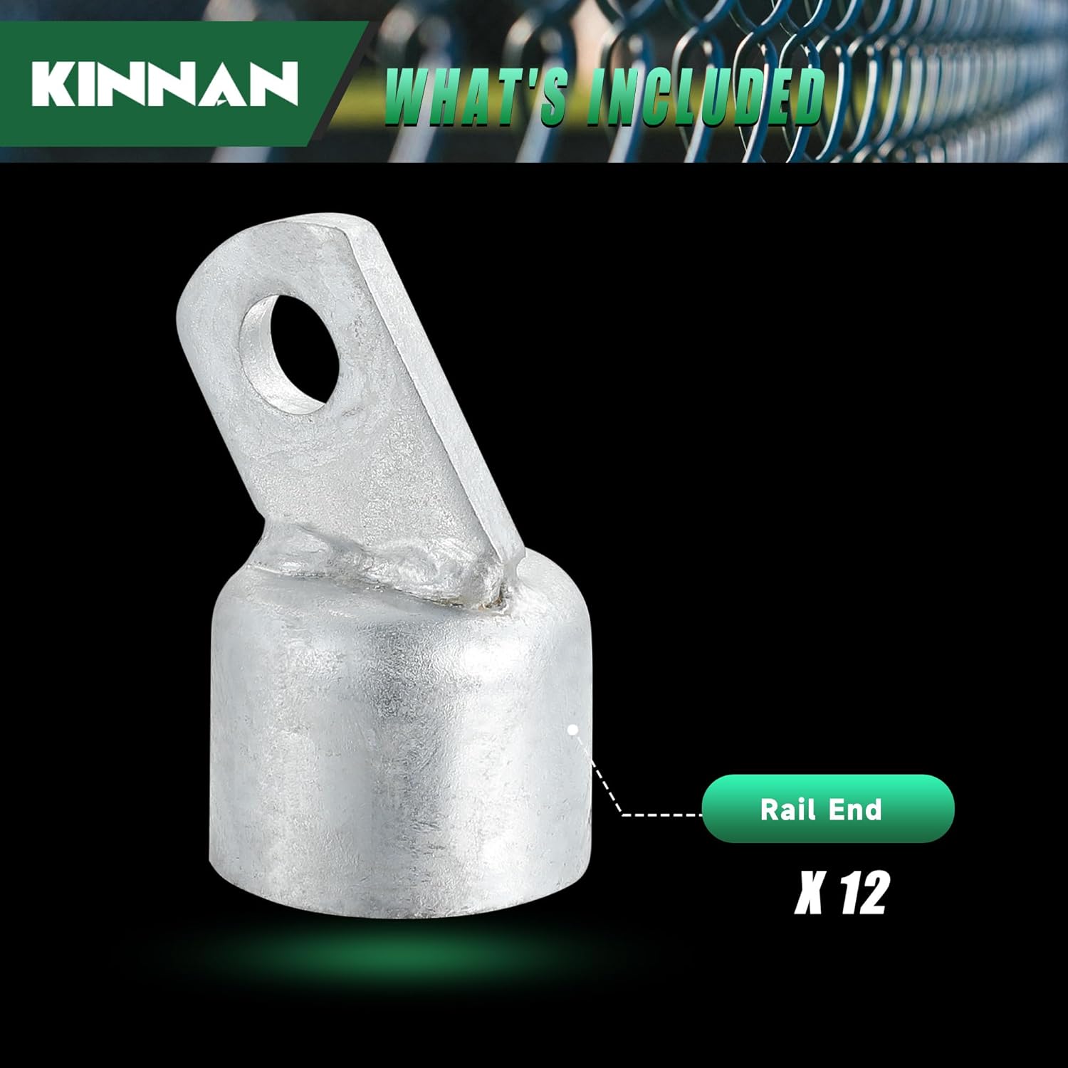 12 PCS 1-3/8" Chain Link Fence Rail End, 1-3/8 in Fence Post Connecting Cap,KINNAN Fence Top Rail End, for 1-3/8" OD Top Rail Pipe, Galvanized Steel