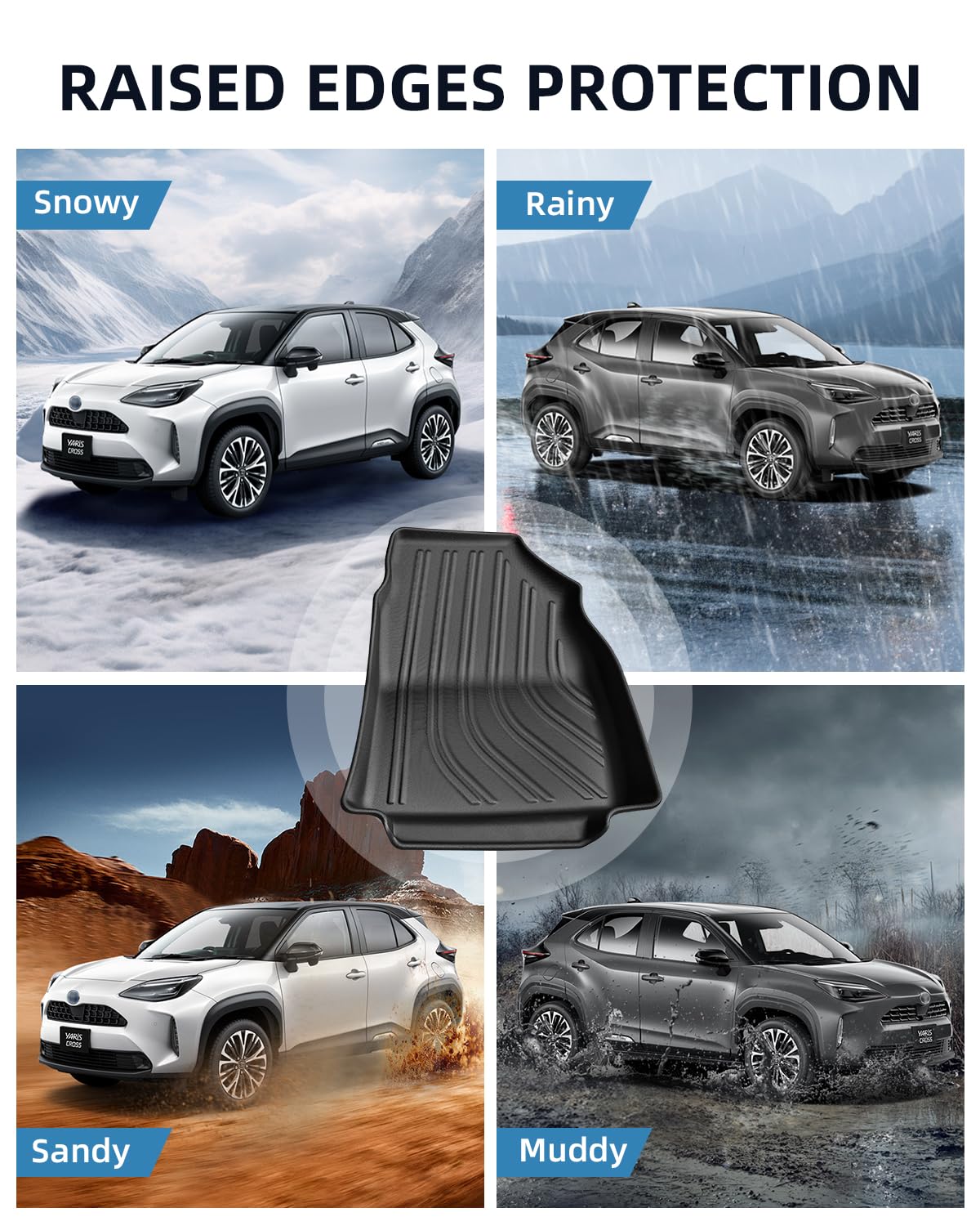 (3-Częściowy) TPE Dywaniki do Toyota Yaris Cross Hybrid 2021-2026 | Maty Podłogowa Oryginalna, Dywaniki Samochodowe z Wysokimi Krawędziami, Akcesoria Antypoślizgowymi i Wodoodpornymi