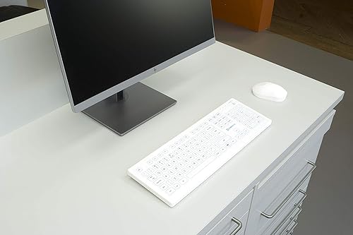 Miniatura 3 de PUREKEYS Teclado médico de tamaño completo inalámbrico blanco para hospital, dentista, sala limpia, laboratorio e industrial. fácil de limpiar