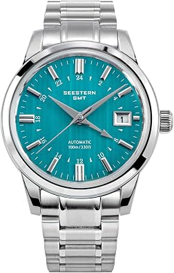 Sugess SEESTERN GMT, NH34, Green, Domed Sapphire Crystal, Exhibition Caseback, Bracelet and Leather
