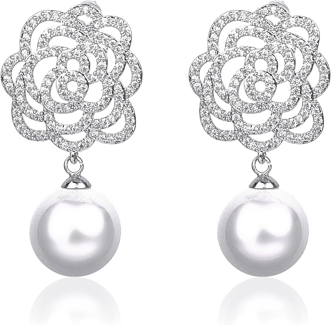 Fashion women's Charm Earrings Imitation Pearl Elegant Rhinestone Stud Earrings