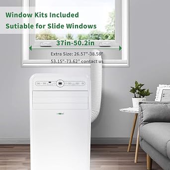 Uhome 12000 BTU Portable Air Conditioner w/Heater up to 450 Sq. Ft, Ac Heater Combo Window Unit, Portable AC Unit with Dehumidifier & Fan, Cools & Heats,Remote Control and Window Kit Included,White