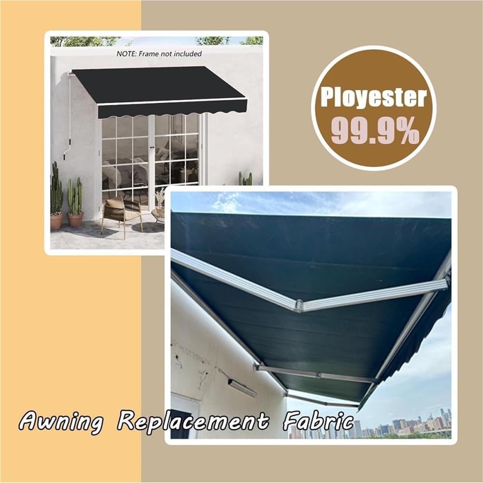 Store banne Auvent de Patio rétractable, Tissu de Remplacement, Protection UV, Couverture de Pare-Soleil en Polyester for l'ombre et Les intempéries auvent(3㎡)