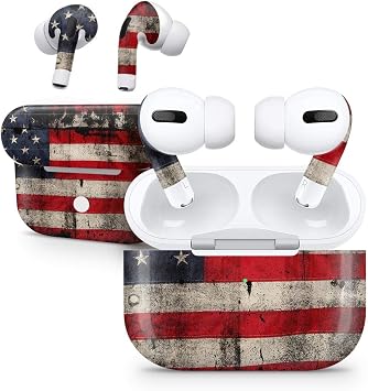 DesignSkinz - Compatible with AirPods Pro 2 - Skin Decal Protective Scratch Resistant Vinyl Wrap - American Distressed Flag Panel
