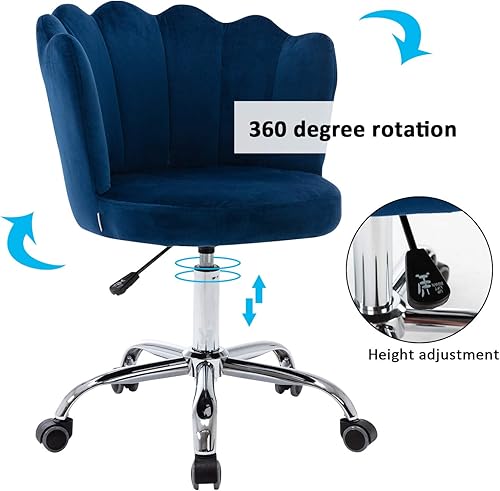 Miniatura 5 de HomVent Silla giratoria de terciopelo moderna, silla decorativa tapizada de mediados de siglo, silla de escritorio de terciopelo, silla con brazo