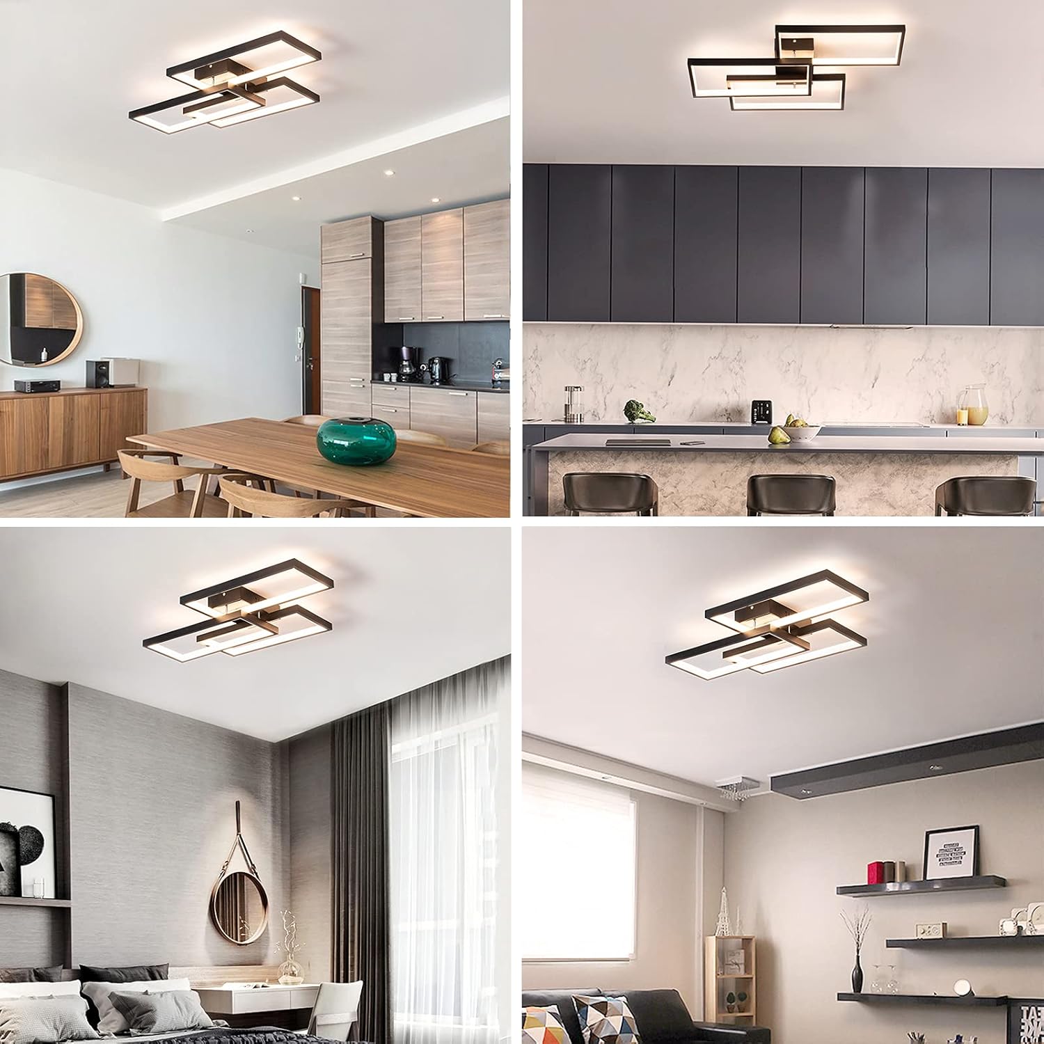Gеt Dіѕсоunt 70% Prісе LED Ceiling Light Modern Flush Mount Light Fixture,42W 2600lm Rectangle Lights for Bedroom Kitchen Living Room Ceiling Lamp,Warm White 3000K Black