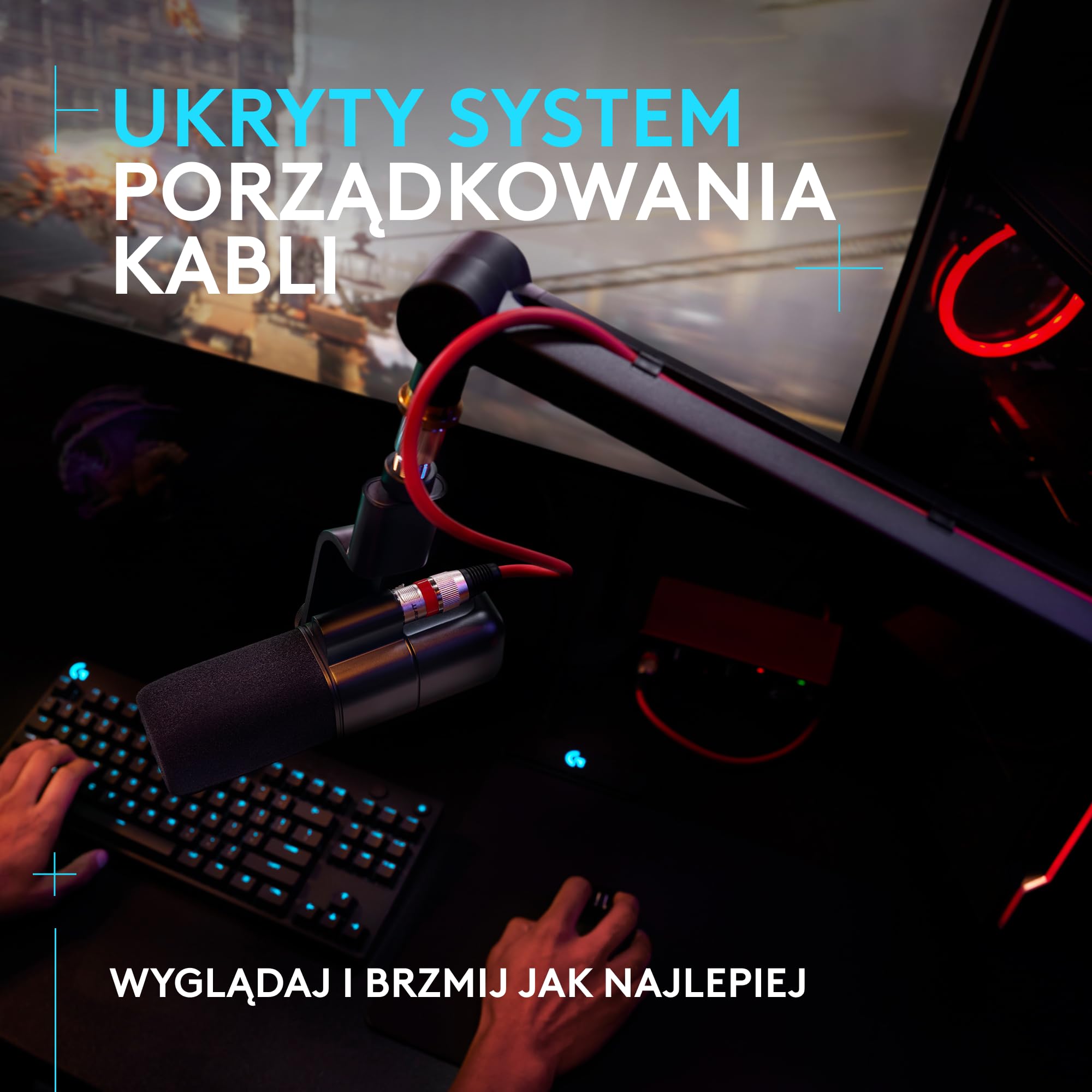 Logitech G Compass Premium Wysięgnik do transmitowania do mikrofonu | Wewnętrzne sprężyny, zacisk biurkowy, wbudowane zarządzanie kablami, do nagrywania, grania, streamowania – czarny
