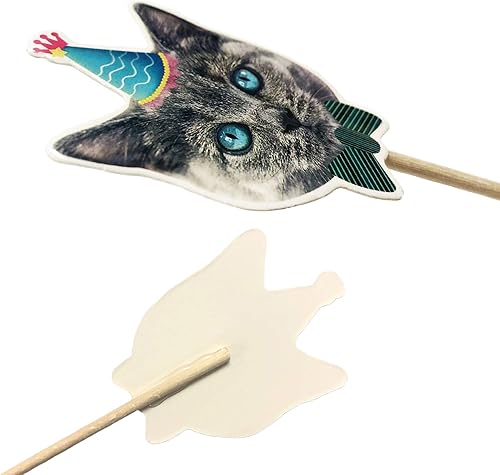 Miniatura 19 de TSJ Cartel de cumpleaños de gato, pancarta de fiesta de cara de gato, decoración de banderines de fiesta temática de gatito para recuerdos de fiesta