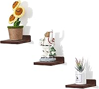 Vista 12 de Estantes flotantes pequeños, repisas de exhibición, juego de 6 mini estantes, estante de madera rústica para dormitorio, sala de estar, cocina