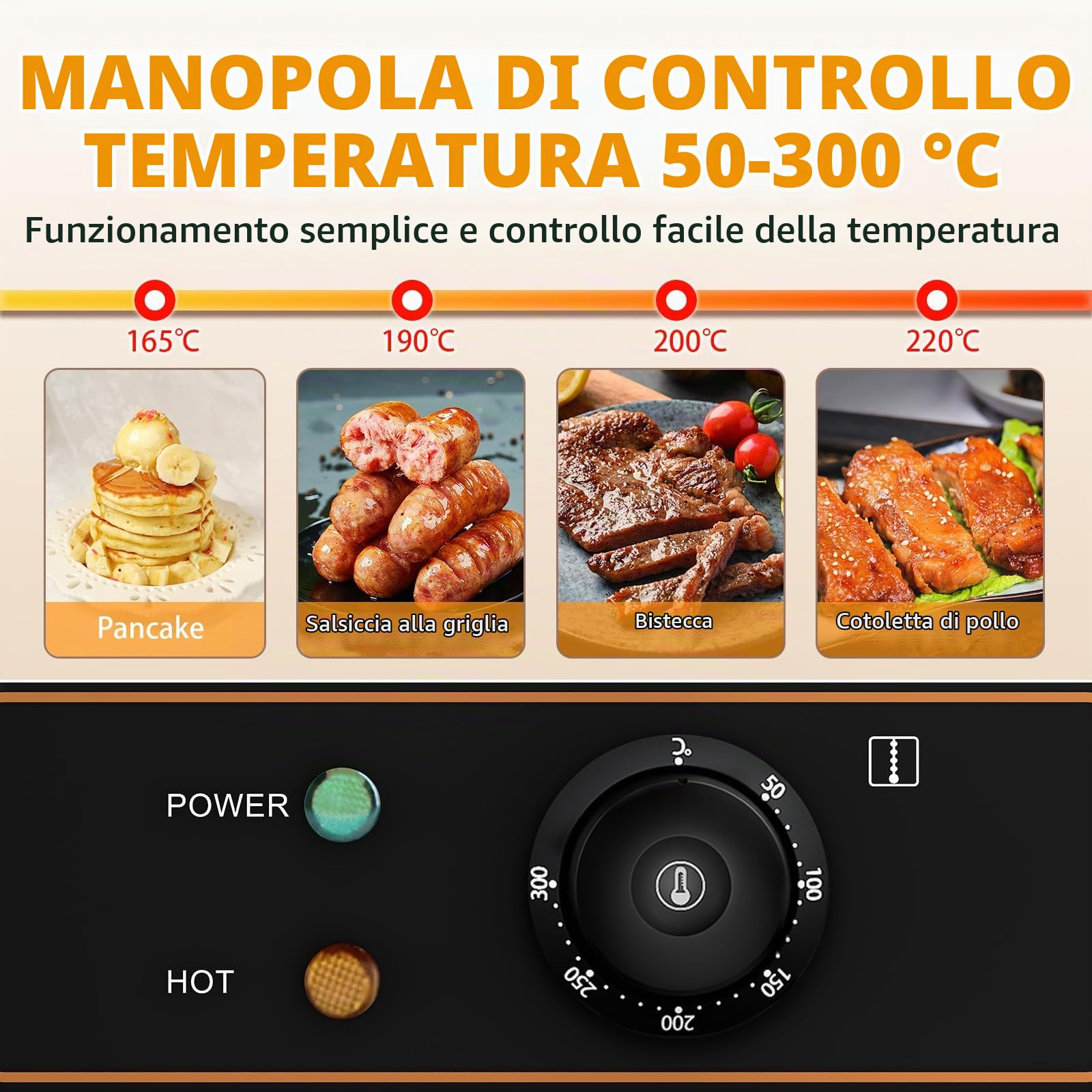 Piastra elettrica/Fry top professionale da banco Piastra riscaldante in acciaio inossidabile da cucina Controllo termostatico 3000W 55cm