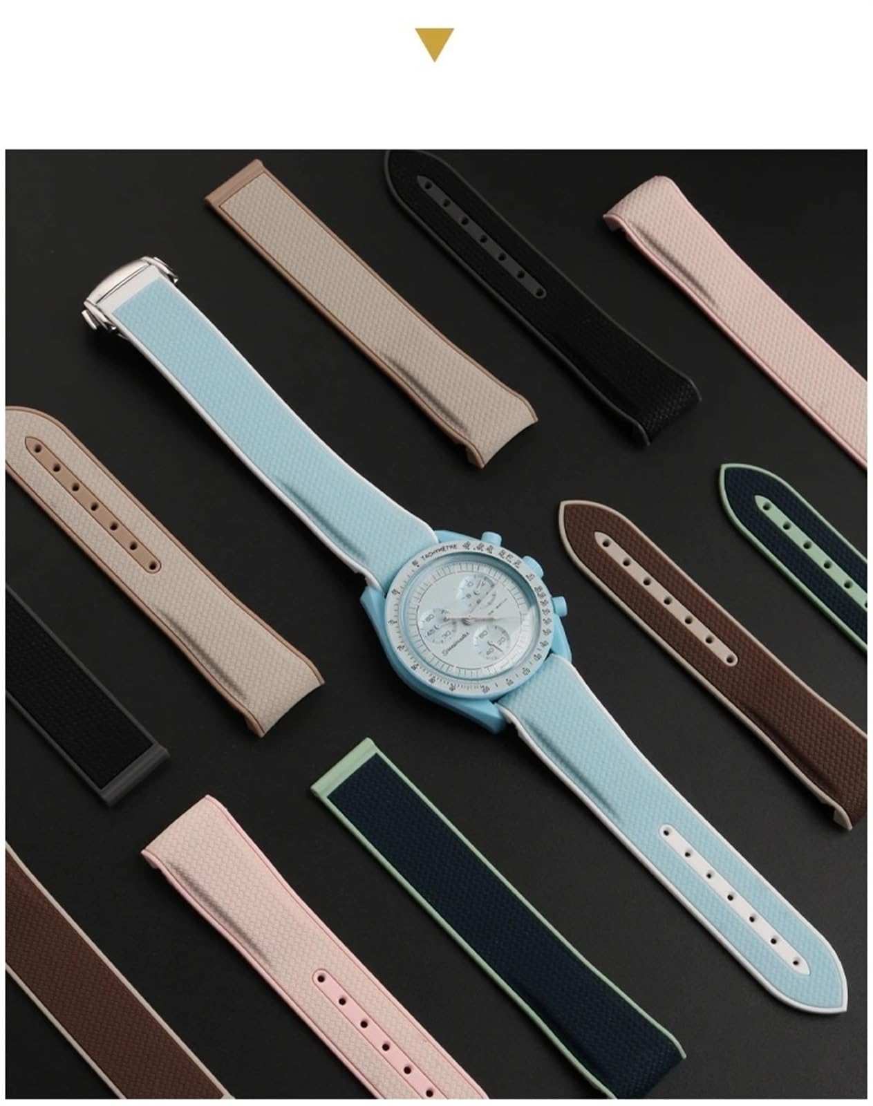 Pasek do zegarka Moonswatch, miękki silikonowy pasek do zegarka Omega X Swatch MoonSwatch Speedmaster 20 mm, wodoszczelny, zapasowy pasek z szybkim zapięciem