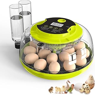 Incubator for Hatching Eggs, 18 Eggs Capacity, Incubators with Egg Candler, Automatic Egg Turner, Temperature & Humidity Control, Full Viewing for Chicken, Duck, Quail, Goose, Parrot, Pigeon