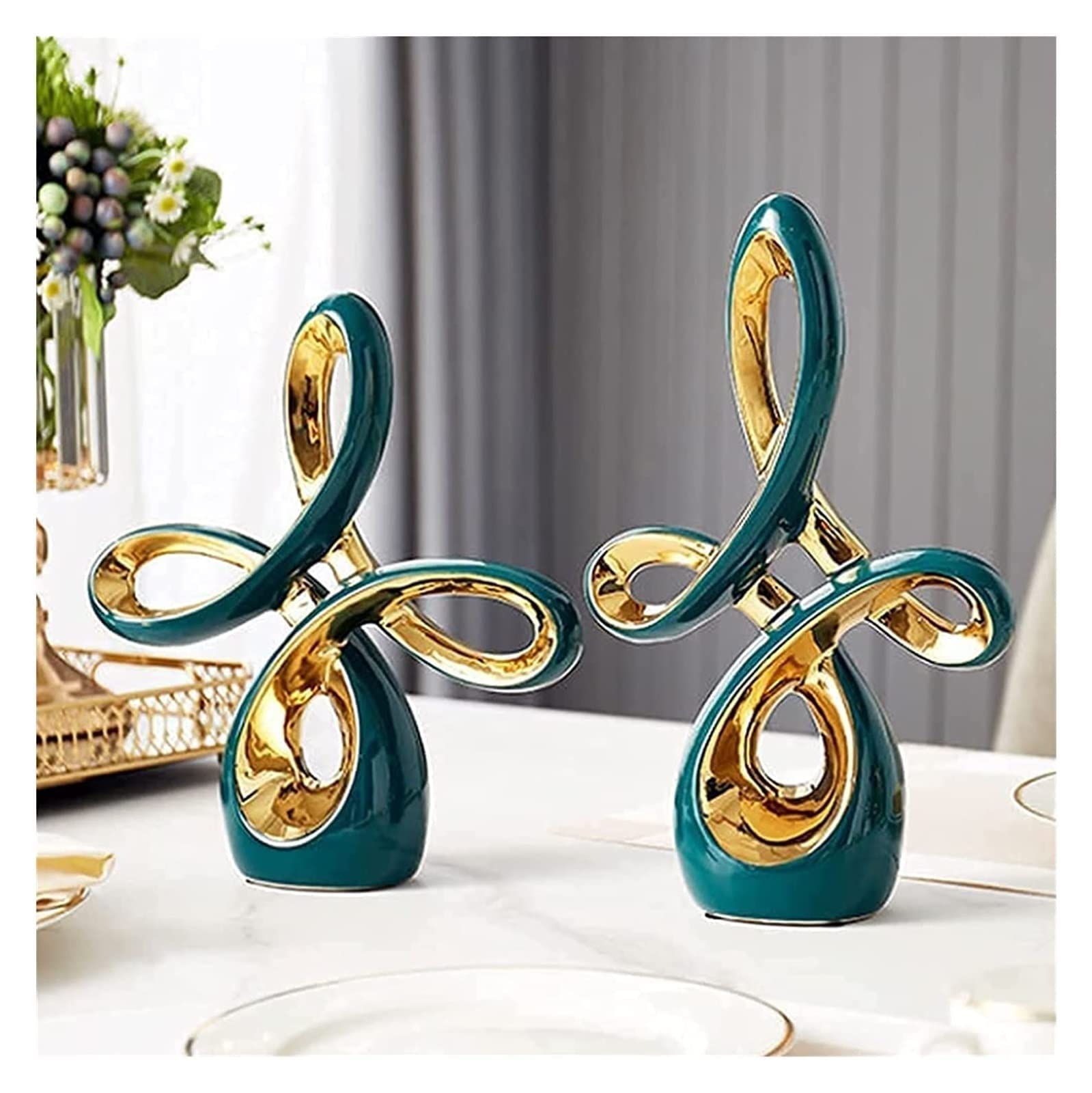 Statua Decorativa In Resina Stile Europeo - Scultura Artistica Per Casa Moderna, Colore Rosso - Foto 4