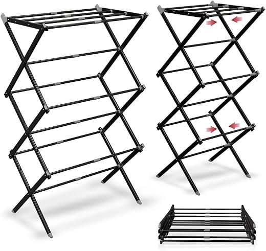 Lifelong Foldable Clothes Drying Stand for Laundry, Expandable Heavy Duty Space Saving Drying Rack with Adjustable Wings f...