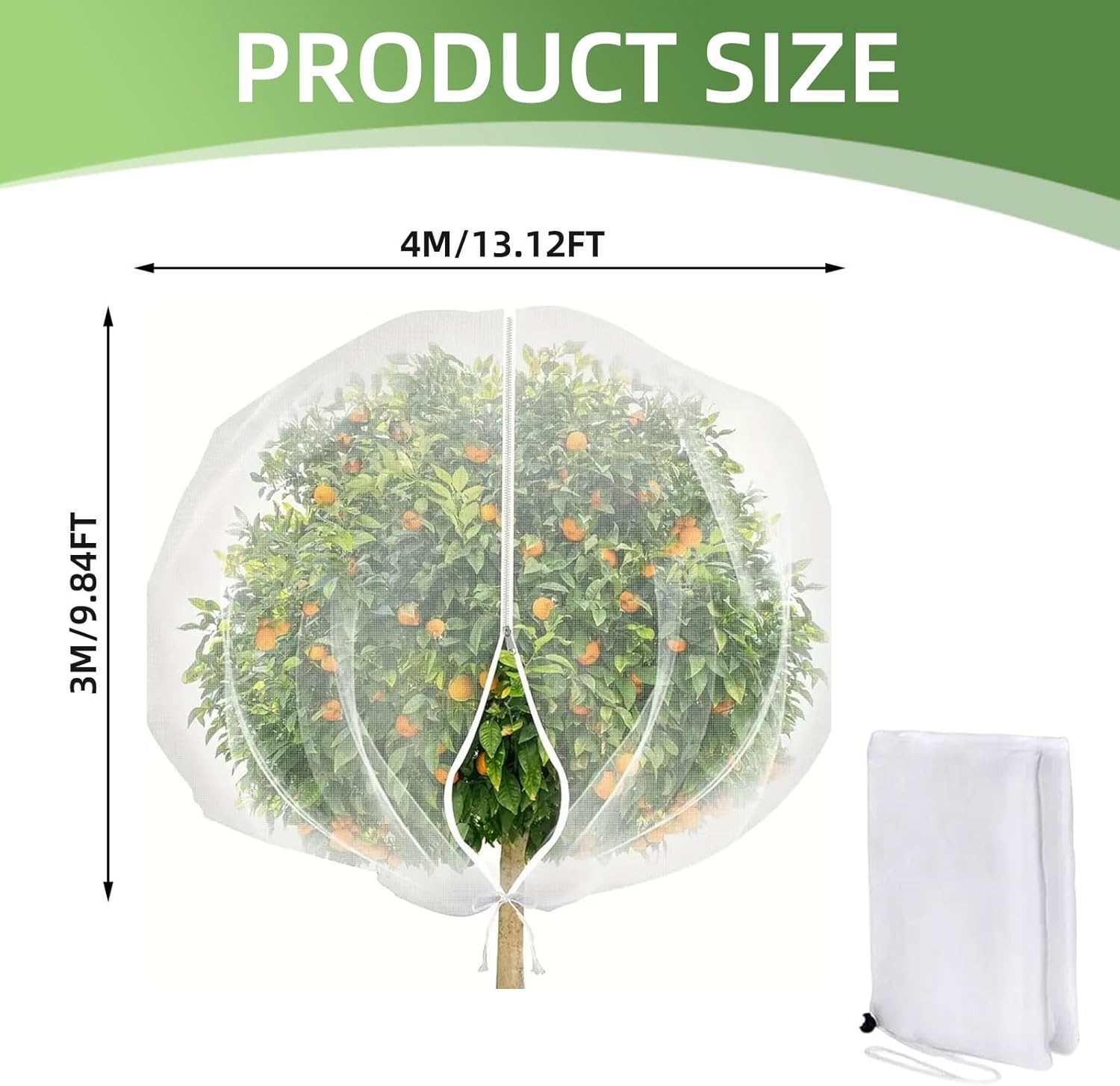 13 x 10 FT Large Fruit Tree Netting Bags Garden Plant Protector with Zipper and Drawstring Blueberry Bushes Netting Covers Plant Protection Mesh Net Bags from Small Animals and Creatures