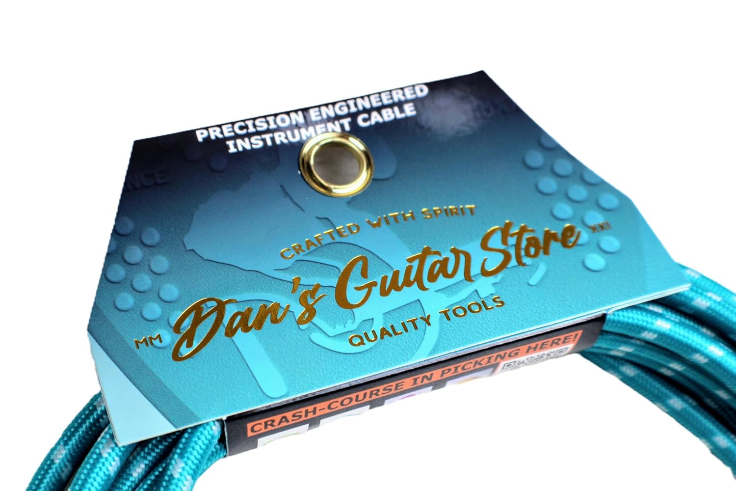Dan's Guitar Store Instrument Cable (6m / 20ft Inline/Right-angle) 1/4 Jack 21AWG OFC Self-silencing Precision Instrument Cable