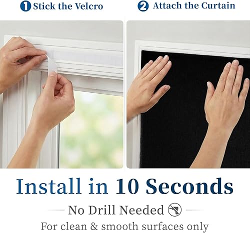 Miniatura 3 de 100% Cortinas adhesivas con cinta mágica para oscurecimiento total, cortinas enrollables para ventanas sin necesidad de perforación, autoadhesivas,