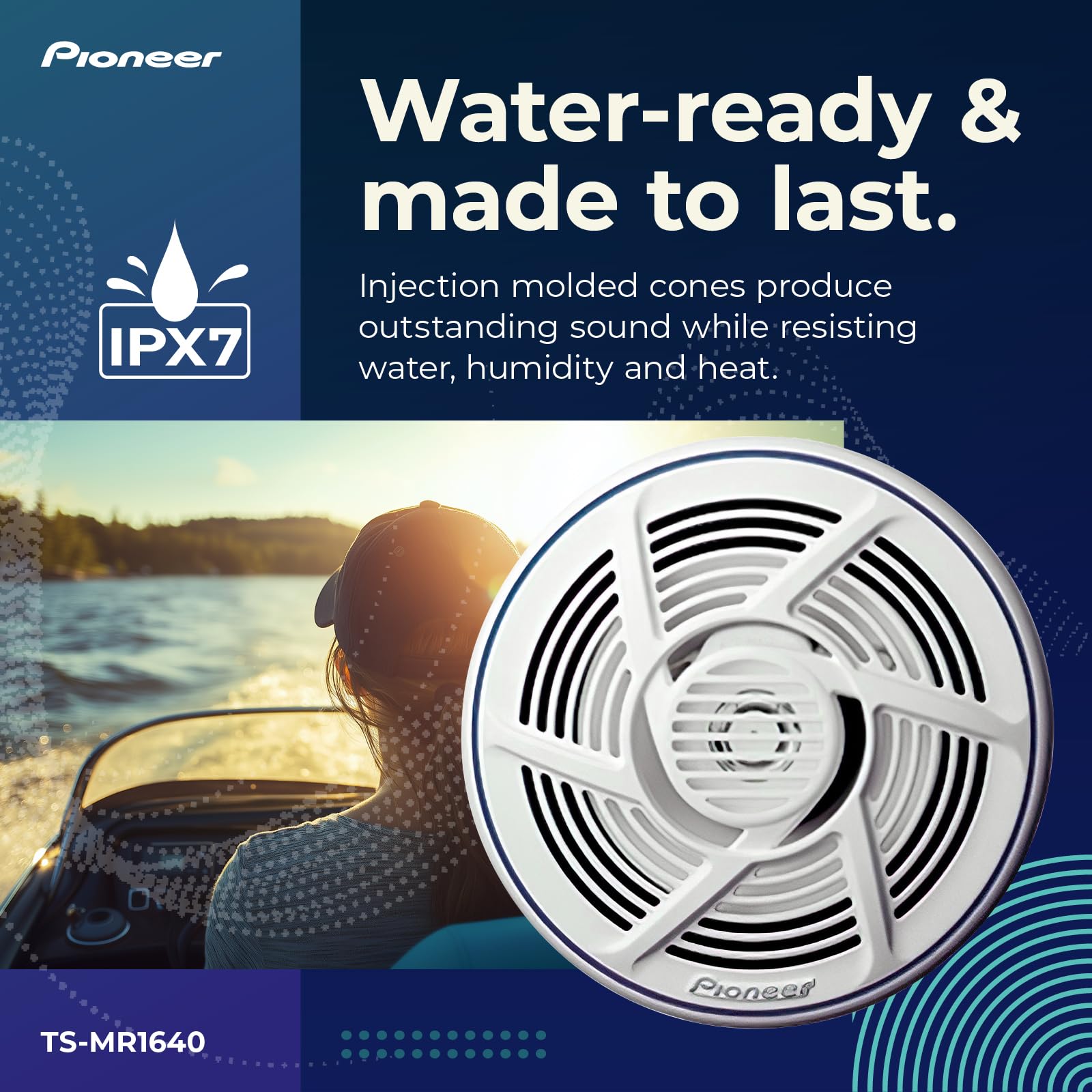 PIONEER TS-MR1640 Altoparlante esterno a 2 vie di tipo marino (160 W), 16 cm, potenza in ingresso nominale 30 W, griglia bianca