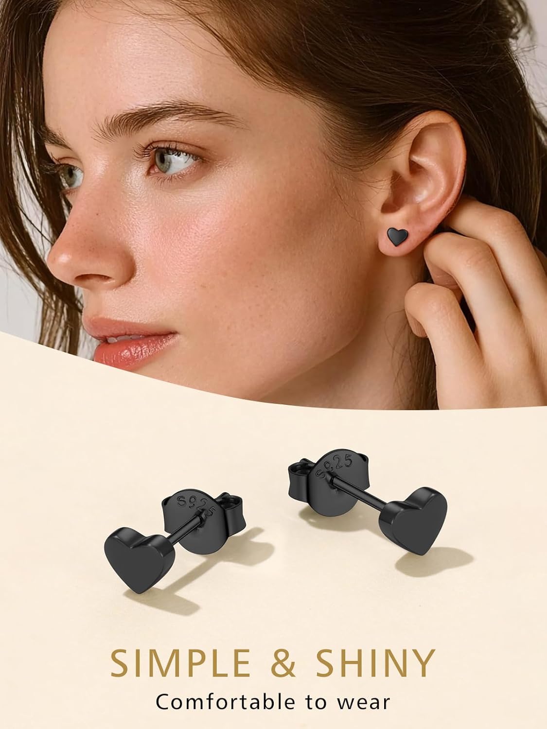 FindChic Hypoallergenic Sterling Silver Small Bar/Heart/Dot/Triangle/Butterfly/Lightning Studs Earrings Minimalist Geometric Jewelry Valentine Gifts for Women Men Girls, with Gift Box - Image 4