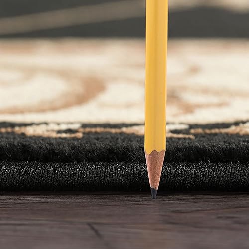 Miniatura 4 de Alfombra ovalada de interior de 5 x 7 para sala de estar, comedor, dormitorio, entrada, alfombras para salas, tradicional, oriental, negro, ovalada