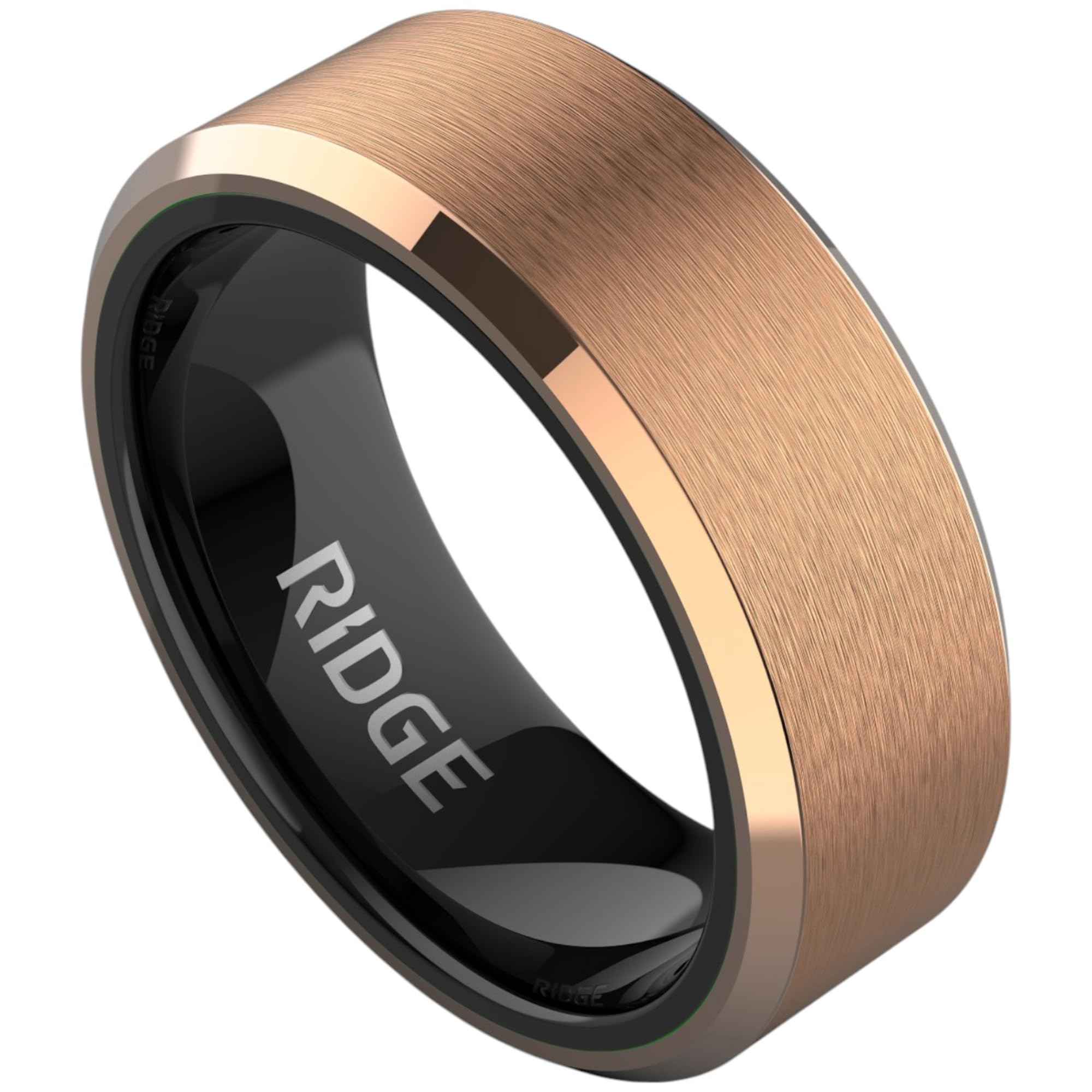The Ridge Tungsten Rings For Men - Mens Wedding Band - Strong, Durable, and Scratch-Resistant Beveled Ring With Silicone Band