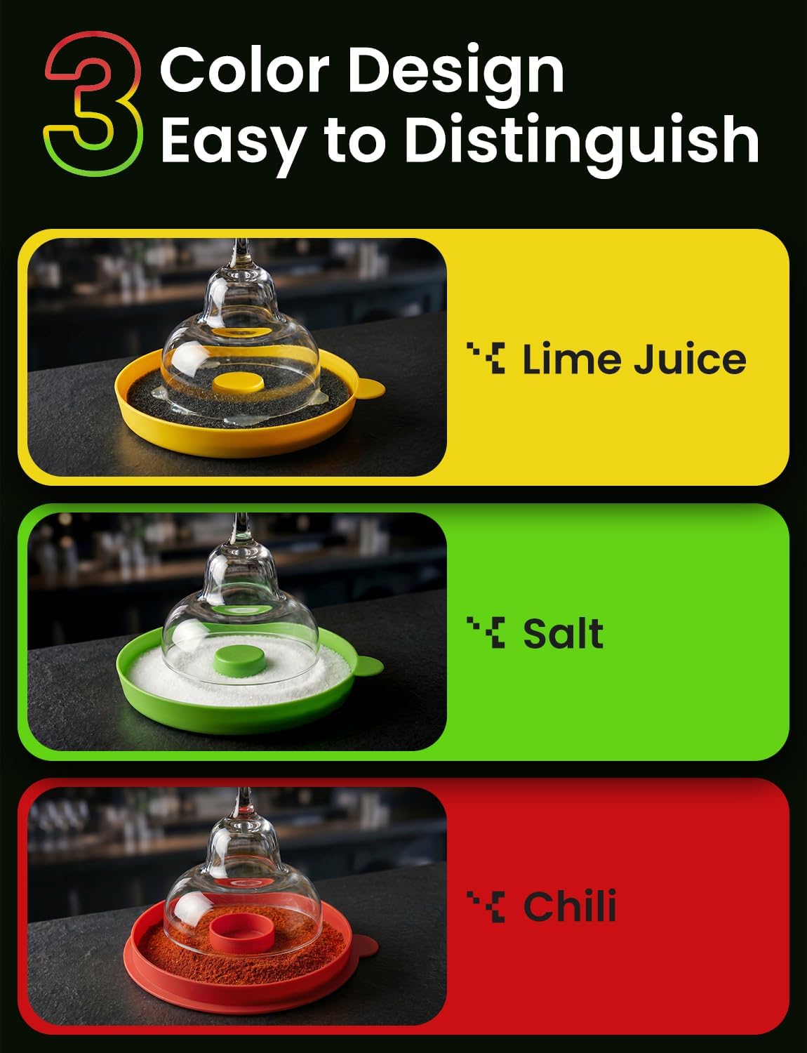 3 Tier Margarita Salt Rimmer Set,Collapsible Salt Rimmer for Cocktails with 2 Sponges,Sugar Rimmer for Cocktails Margarita Glasses & Drink Decorations