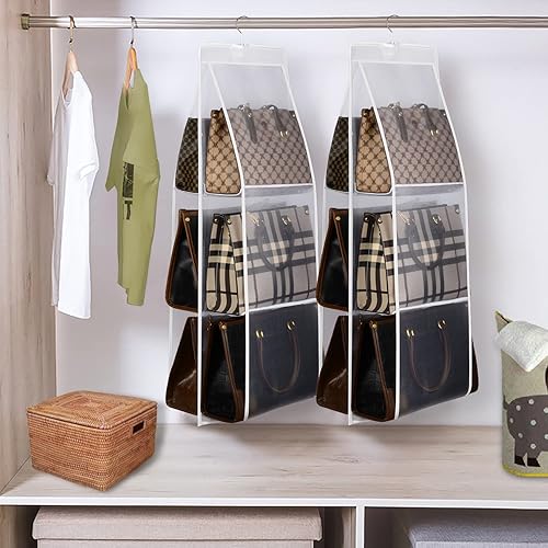 Miniatura 6 de Lirex Organizador de bolso mediano y grande para armario, organizador de almacenamiento de bolso, organizador de tela Oxford para armario familiar,