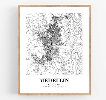 Eleville 8X10 Unframed Medellin Colombia City View Abstract Road Modern Map Art Print Poster Wall Office Home Decor Minimalist Line Art Hometown Housewarming wgn399