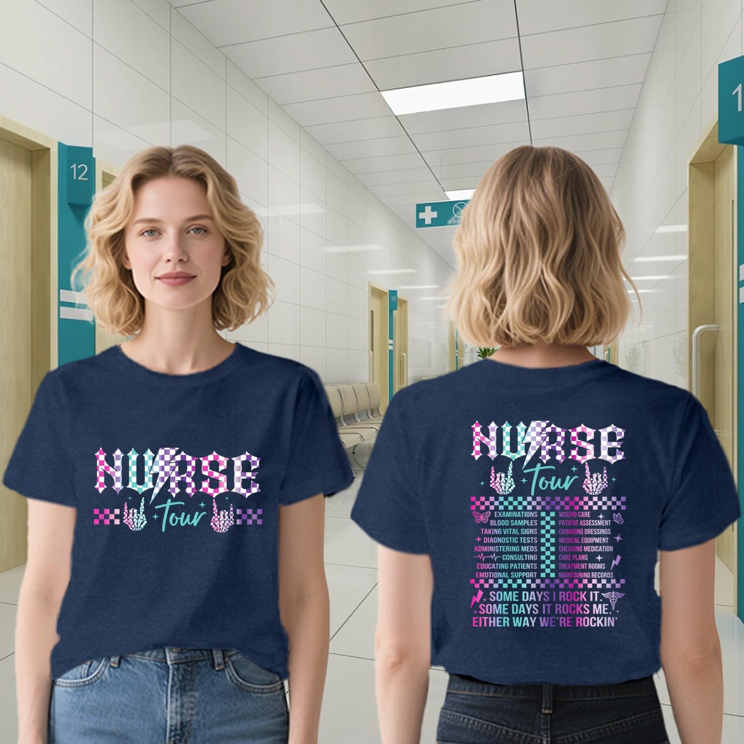 Womens Nurse Shirts School Nurse T-Shirt Nurses Day Internship Nursing Life Rock Tee Tops - Image 2