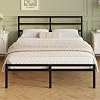 Double Bed Frame with Headboard and Footboard, 30 cm High, Heavy Duty 4ft6 Metal Bed Frame Double with Steel Slats, Storage Space Underbed, Noise Free, Easy Assembly, Black