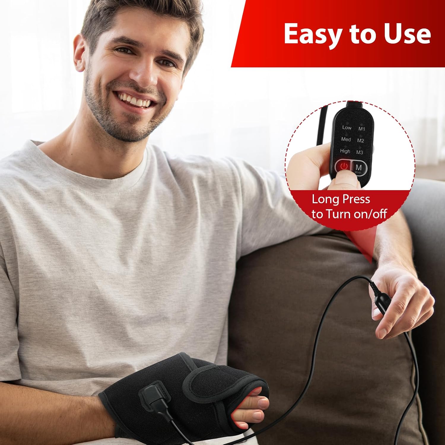 Comfytemp Red Light Therapy Wrap for Body, 37'' Near Infrared Light Belt for Face Knee Ankle, 10W Wearable Wrap with 63 LEDs for Hand Foot Joint Muscle, 660nm & 850nm(Corded) - Image 3